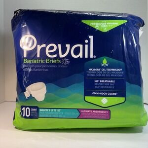 Prevail Bariatric Briefs, Ultimate Absorbency, Size B (3X-Large), Pack of 10